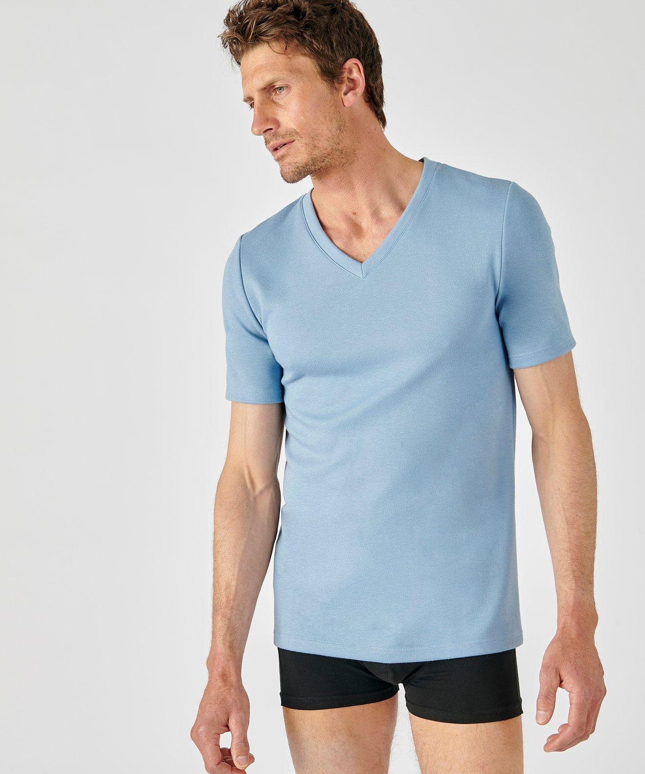 T-shirt Mit V-ausschnitt, Wärmegrad Medium 3. Herren Blau XL von Damart