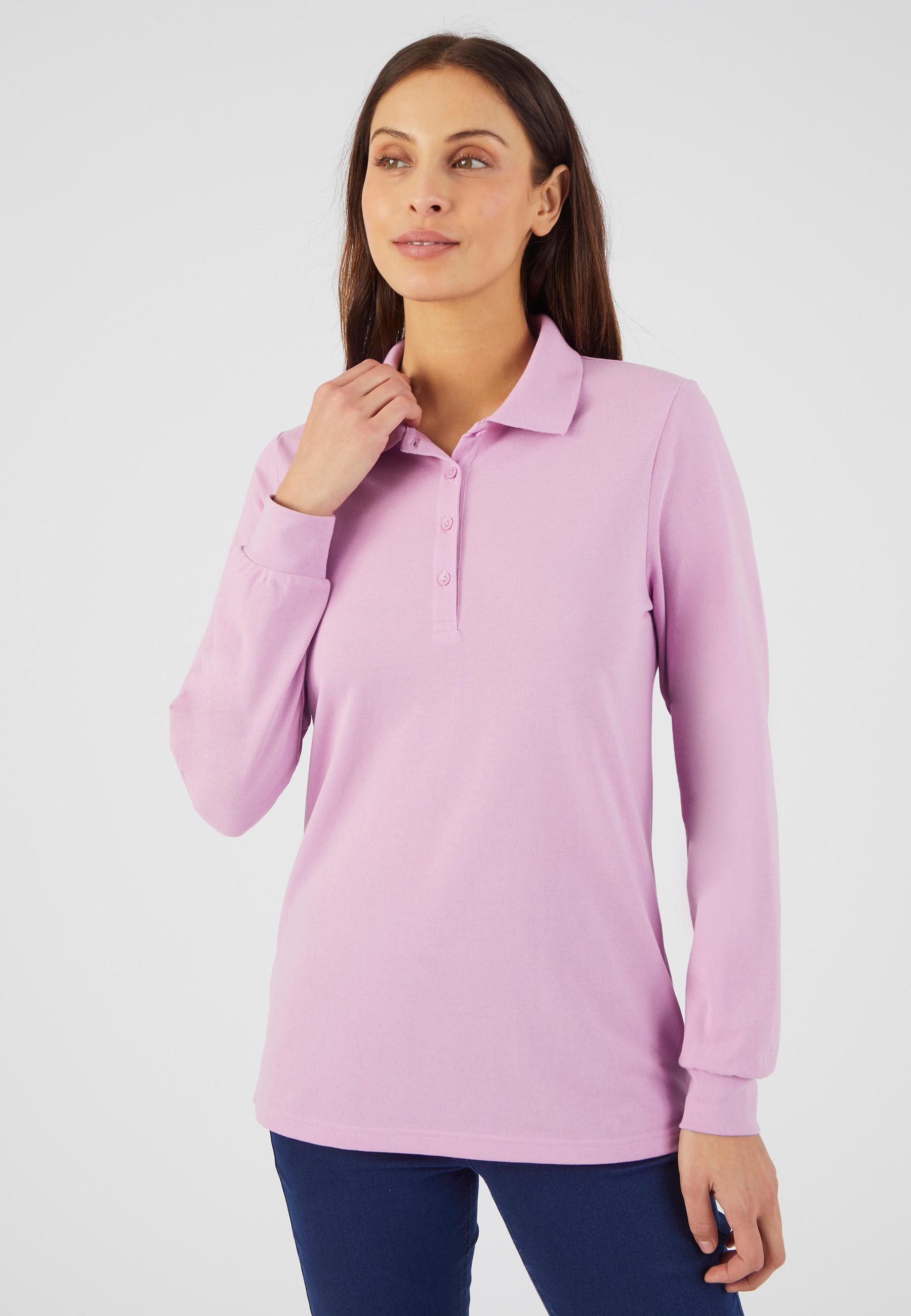 Langarmpolo, Steppmasche. Damen Violett 54/56 von Damart