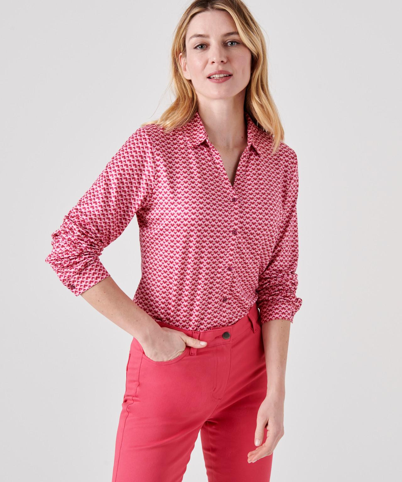 Warme Printbluse Mit Samtigem Griff. Damen Rosa 54/56 von Damart