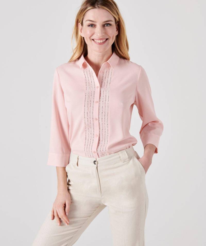 Modische Bluse Mit Hohlsaumstickerei. Damen Rosa 46 von Damart