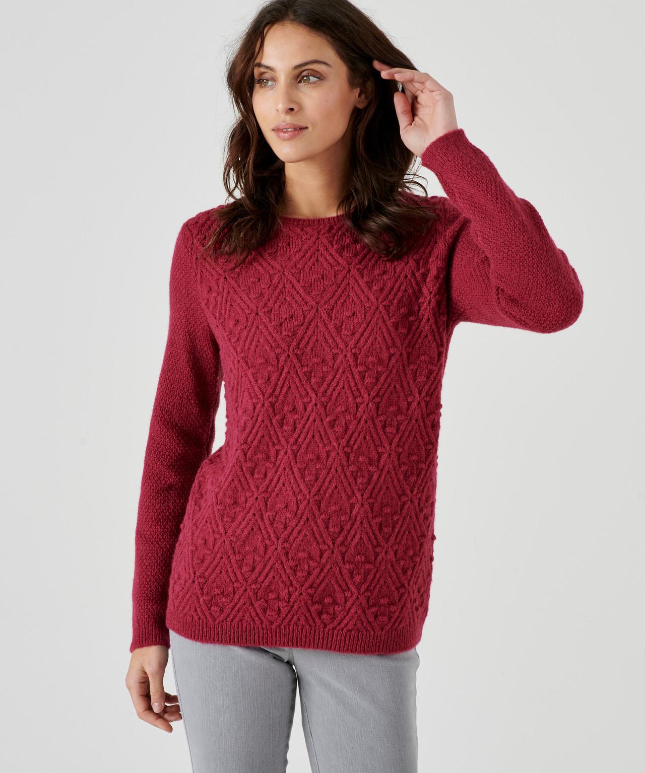 Musterstrick-pullover 55 % Acryl, 30 % Polyamid, 15 % Wolle. Damen Rot 42/44 von Damart