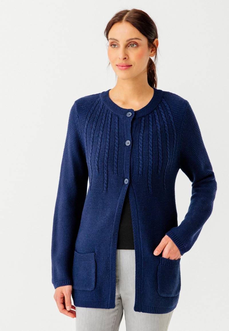 Musterstrickjacke Strick In Ottoman-optik. Damen Blau 38/40 von Damart