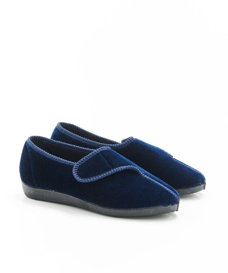 Pantoffel, Komplette Öffnung, Obermaterial Velours. Damen Blau 35 von Damart