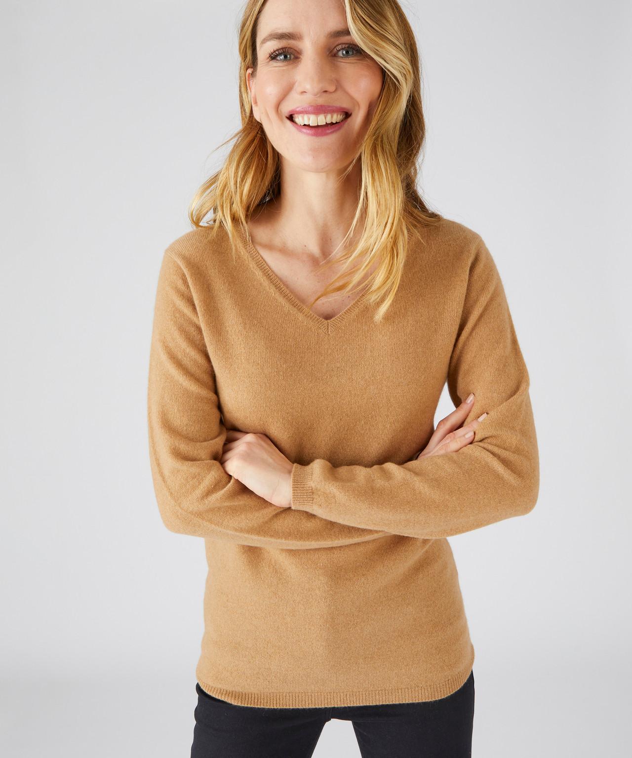 Pullover Aus 100 % Kaschmir Mit V-ausschnitt. Damen Braun 46/48 von Damart