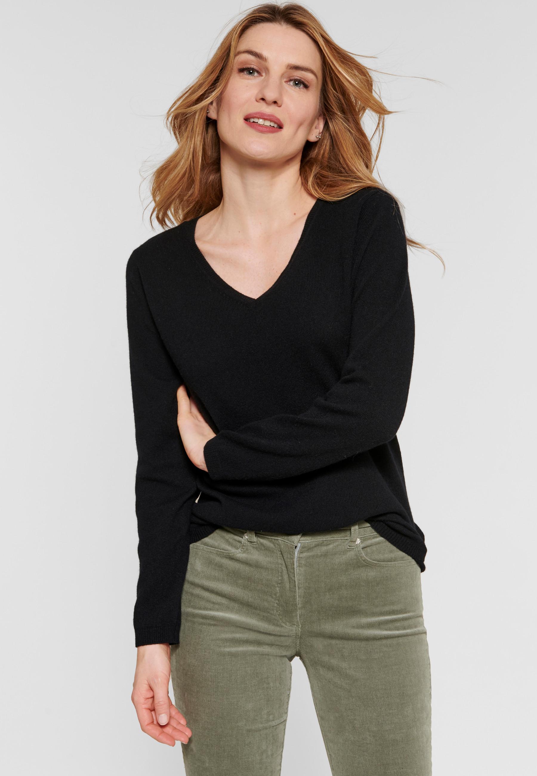 Pullover Aus 100 % Kaschmir Mit V-ausschnitt. Damen Schwarz 42/44 von Damart