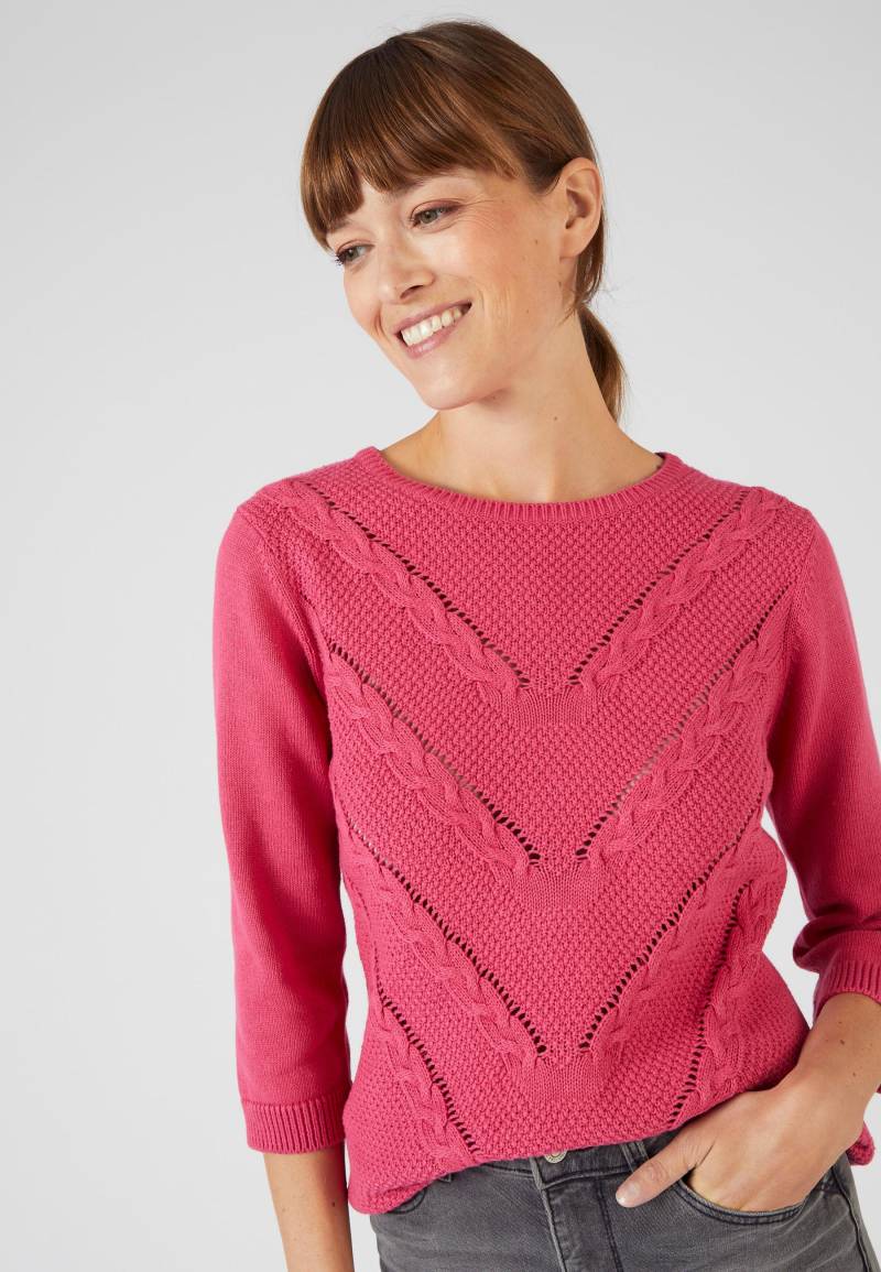 Pullover Aus Reiner Baumwolle Mit Zopfmuster. Damen Rosa 42/44 von Damart