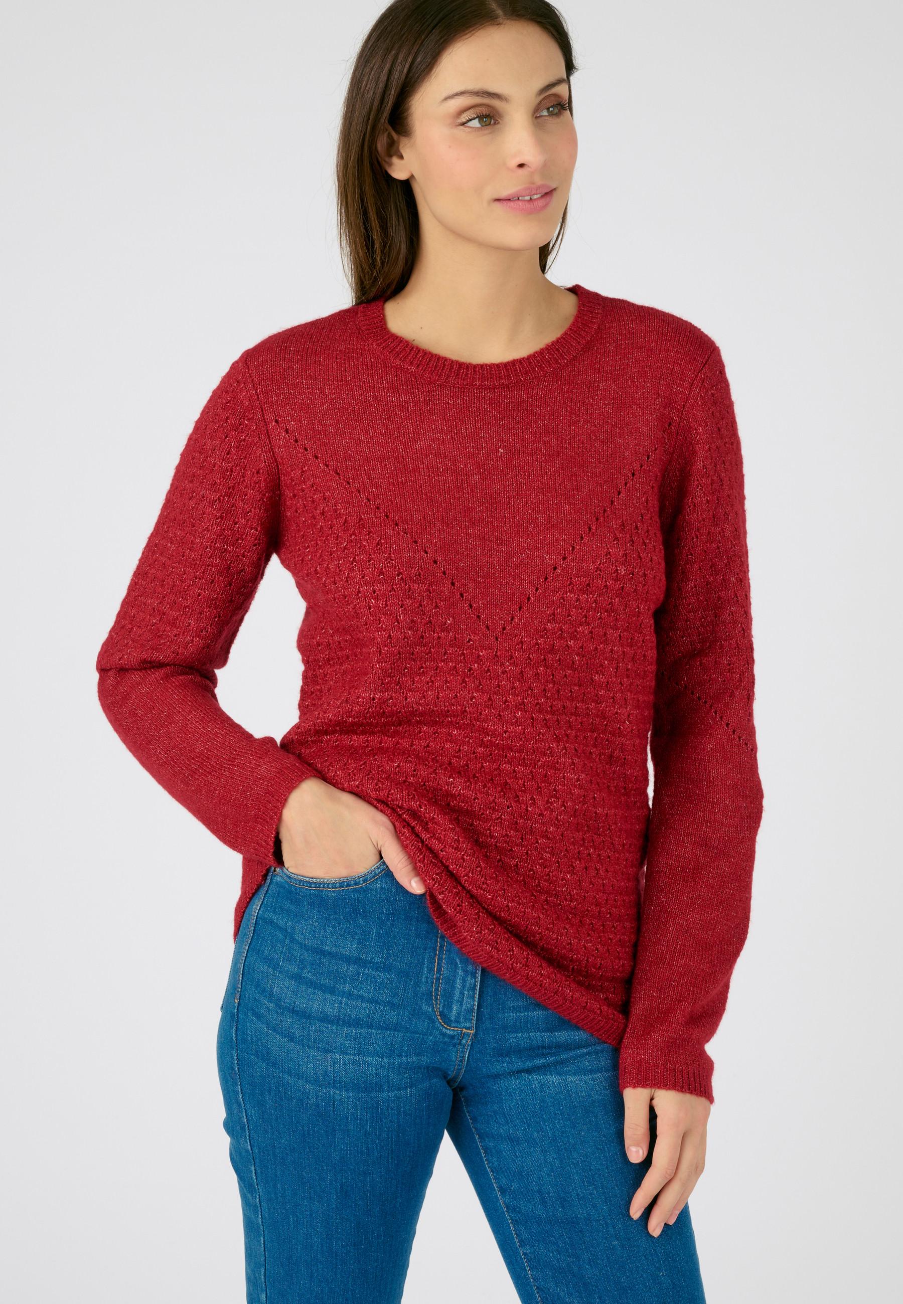 Pullover Im Ajourstrick Und Originellem Muster Thermolactyl Damen Rosa 46/48 von Damart