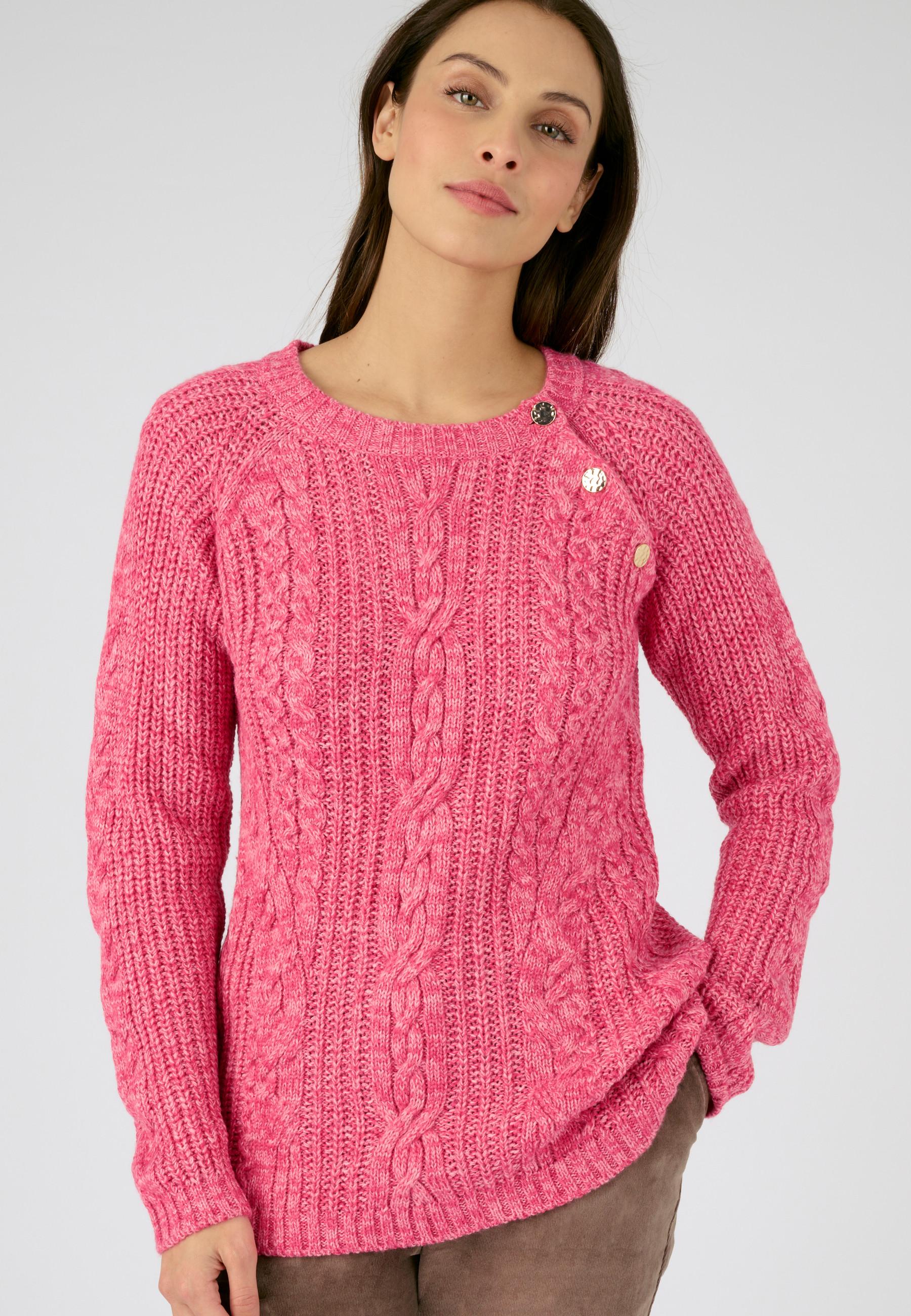 Pullover Im Irischen Stil Mit Thermolactyl, Zopfmuster Und Perlstrick. Damen Rosa 42/44 von Damart