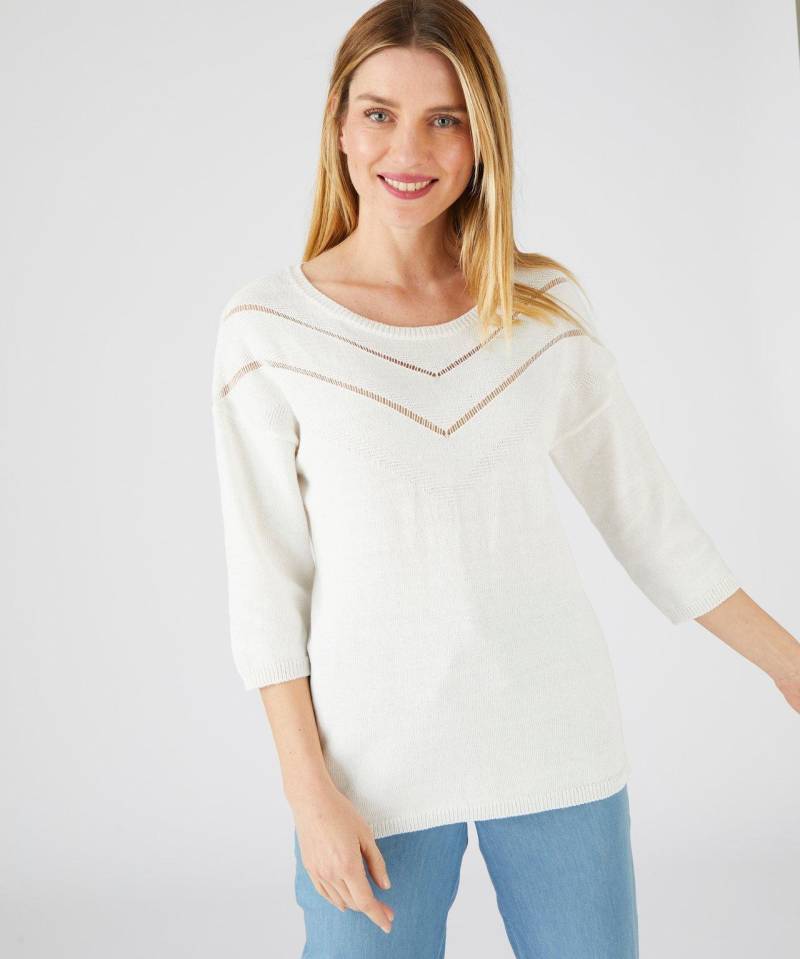 Pullover Mit Ajour-motiv. Damen Weiss 34/36 von Damart