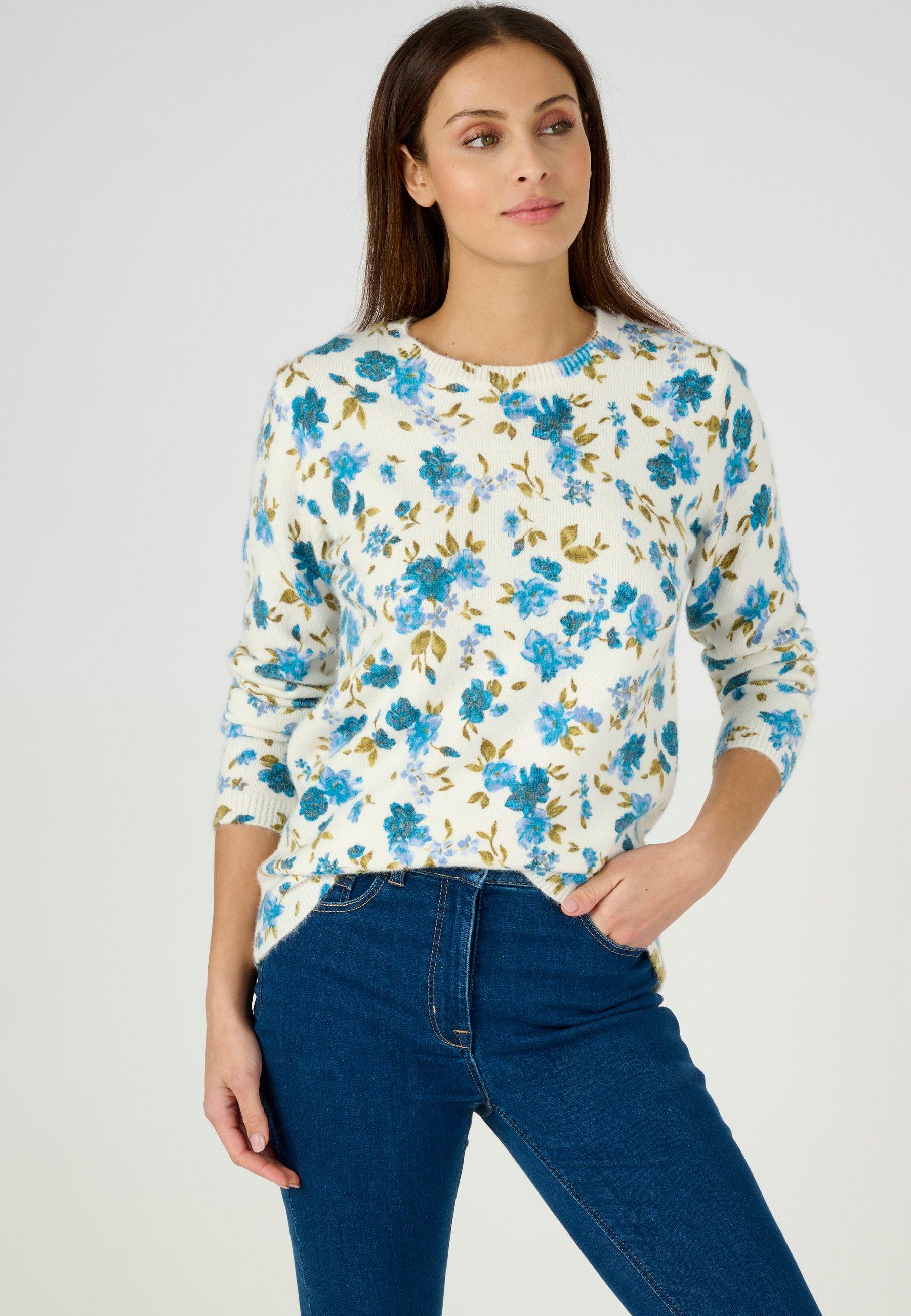 Pullover Mit Blumenprint Damen Blau 50/52 von Damart