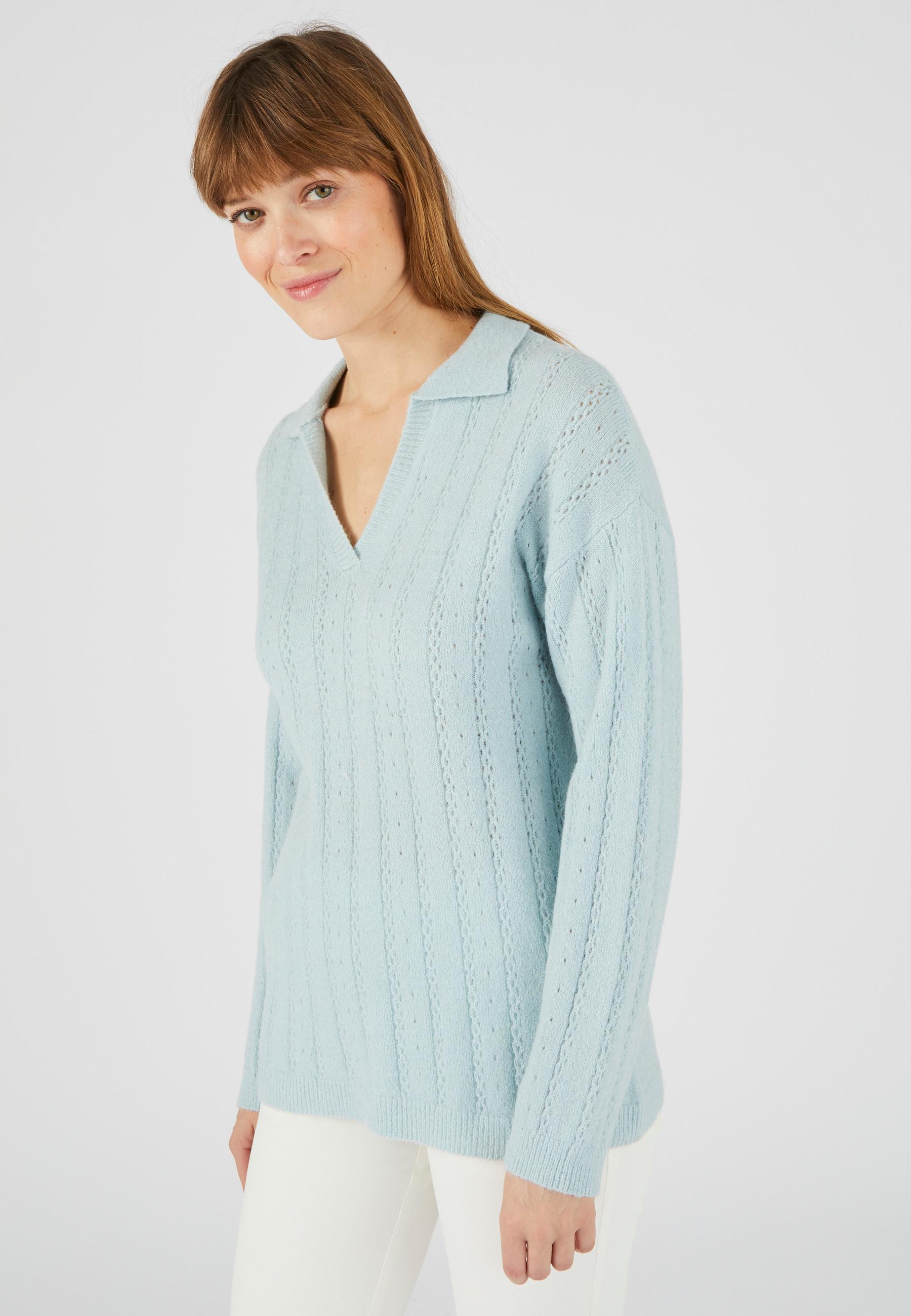 Pullover Mit Polokragen Aus Alpaka-mischung Damen Blau 46/48 von Damart