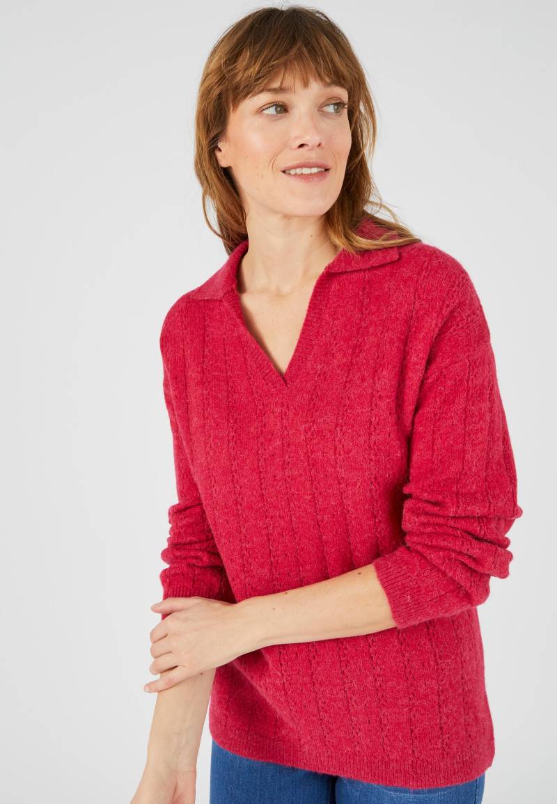 Pullover Mit Polokragen Aus Alpaka-mischung Damen Rot 54/56 von Damart