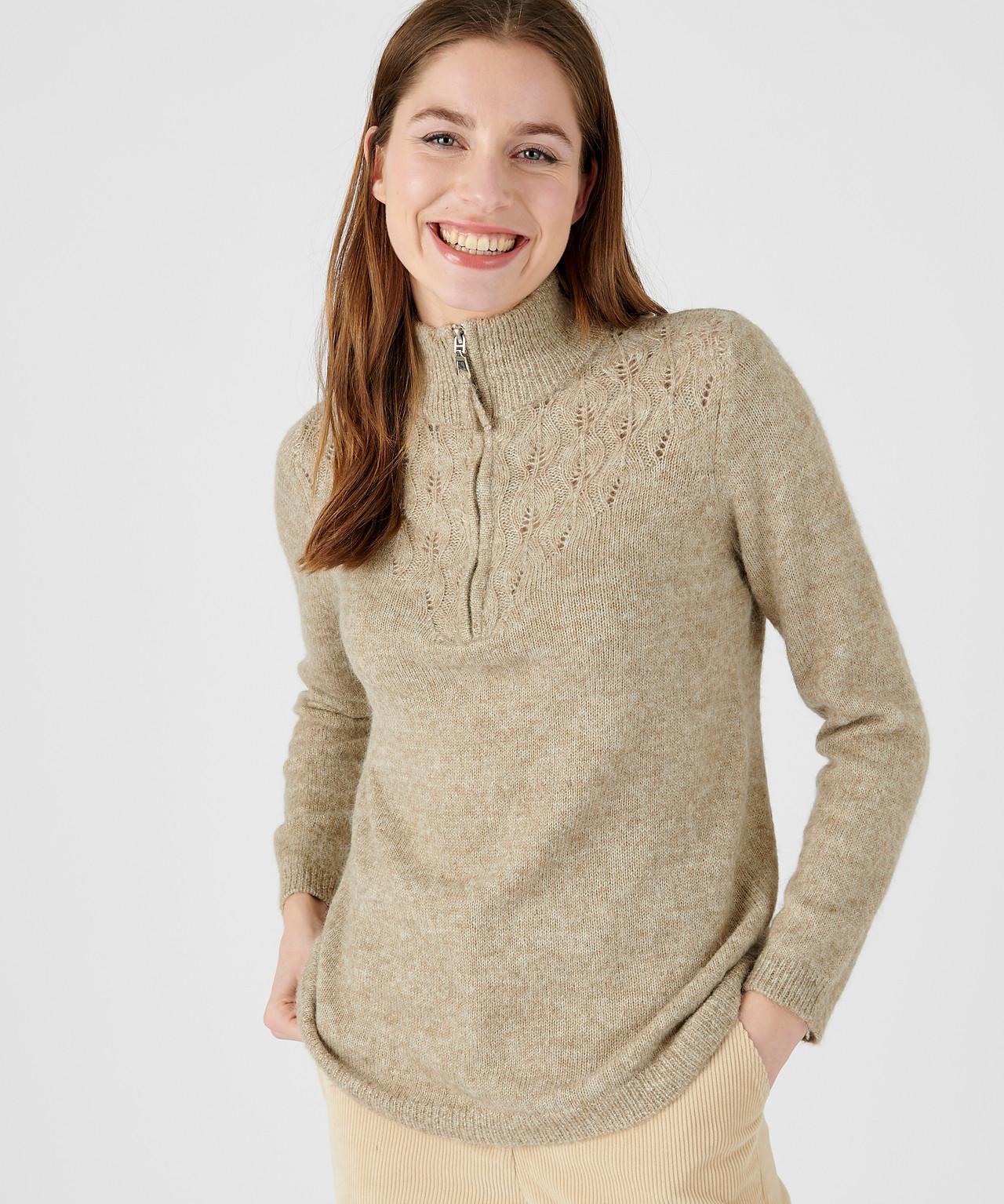 Pullover Mit Troyerkragen, Aus Alpaka-mix. Damen Braun 46/48 von Damart