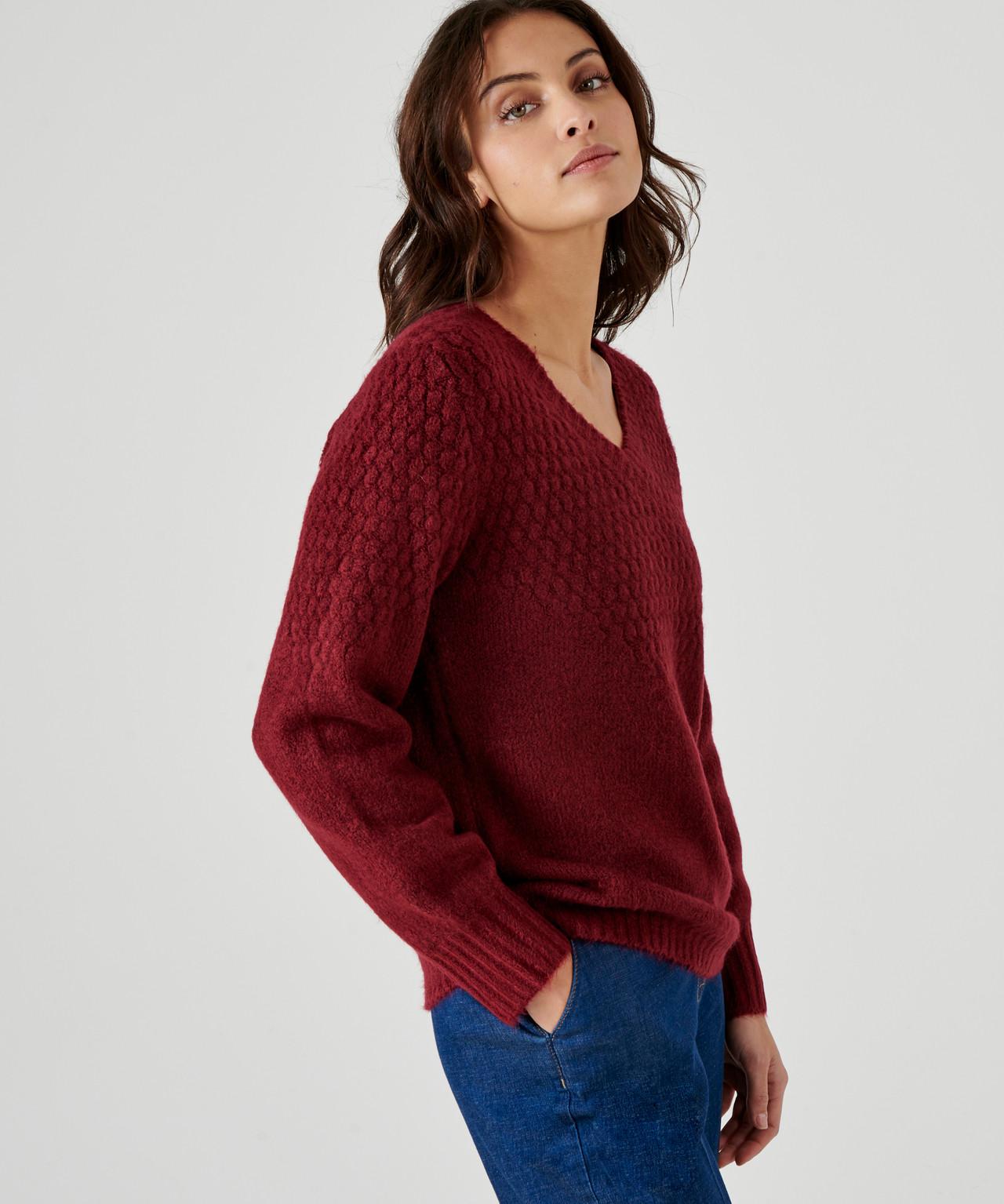 Pullover V-ausschnitt Aus Thermolactyl-rippstrick Wabeneffekt Damen Rot 38/40 von Damart