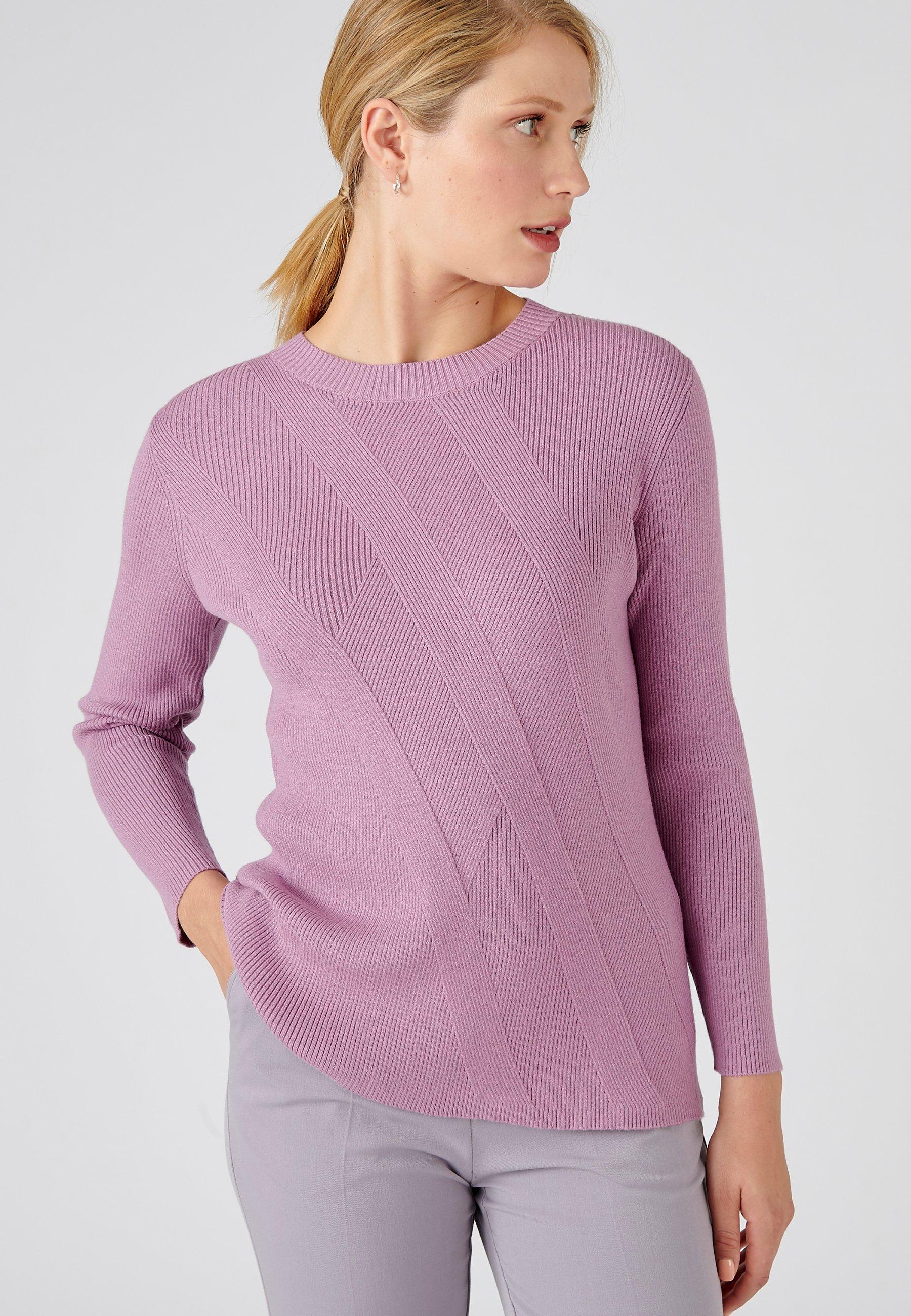 Rippstrickpullover Mit Streifenmuster. Damen Violett 38/40 von Damart