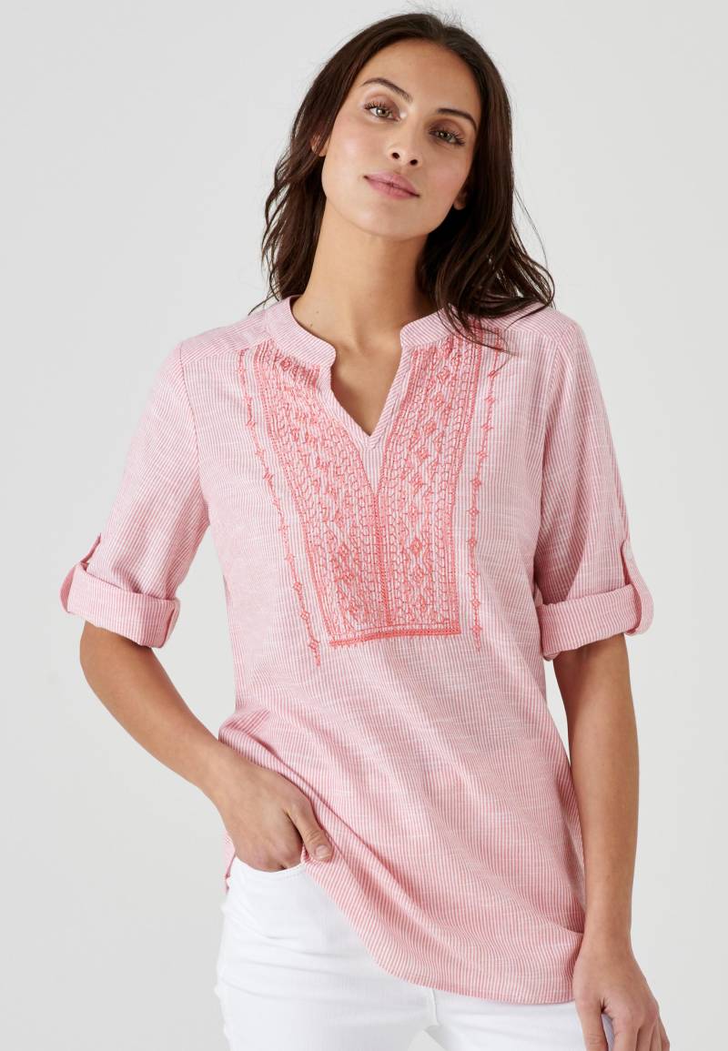 Bluse Aus Reiner Baumwolle Mit Schmalen Streifen. Damen Rosa 46 von Damart