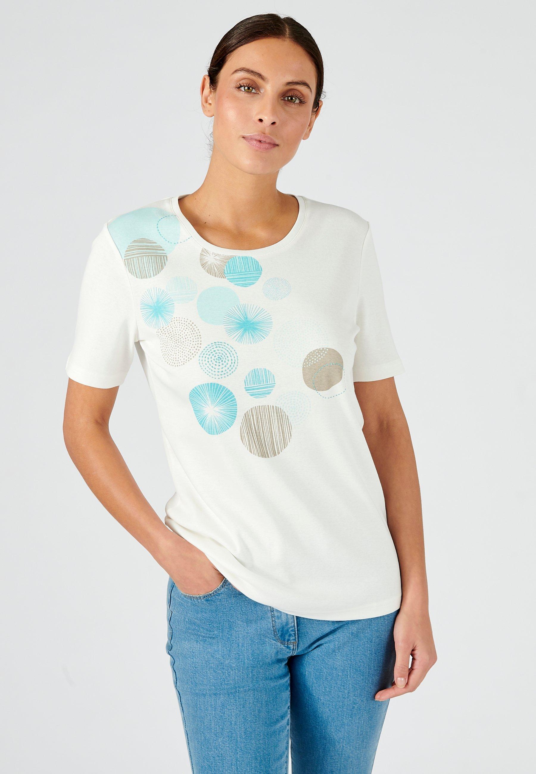 T-shirt Aus Materialmix. Damen Blau 34/36 von Damart