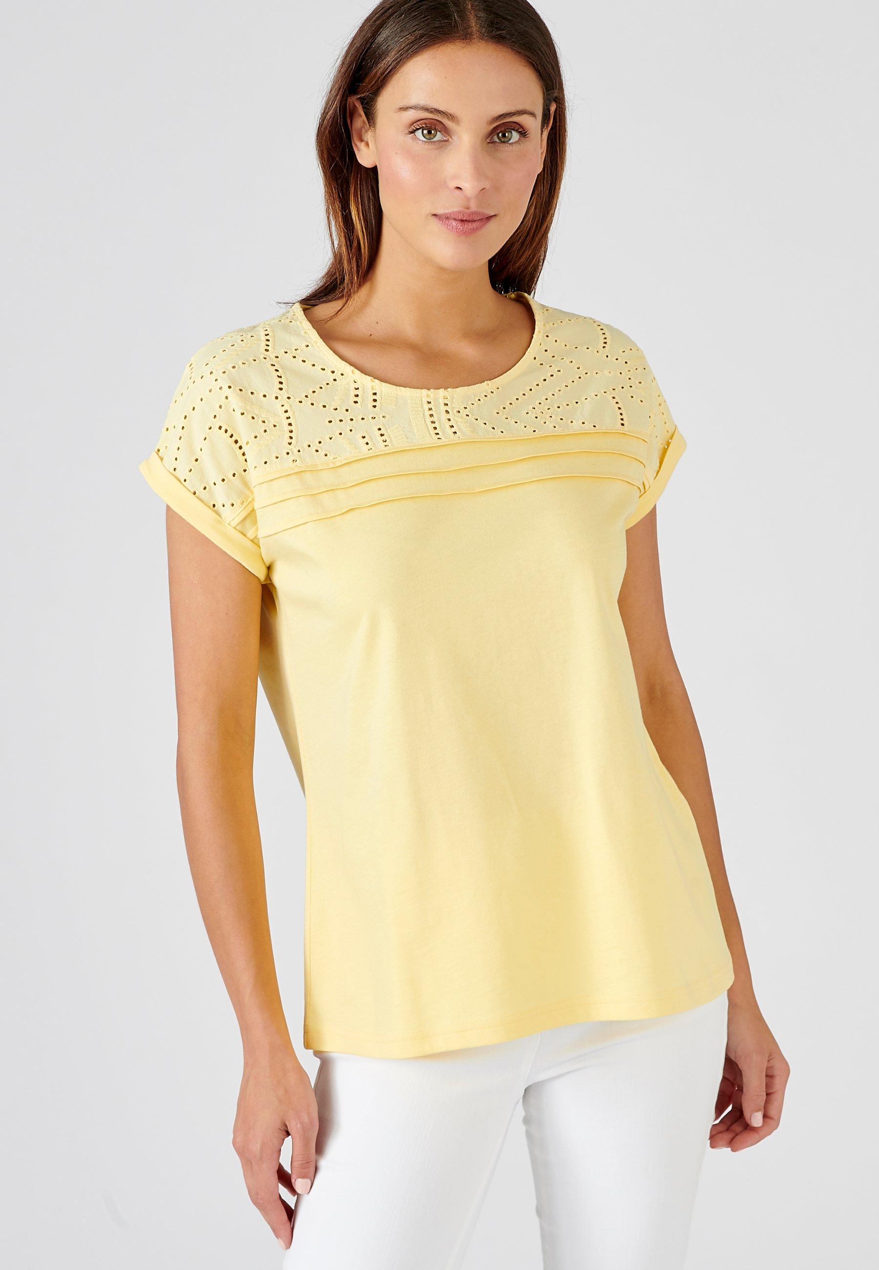 T-shirt Mit Details In Lochstickerei. Damen Gelb 54/56 von Damart