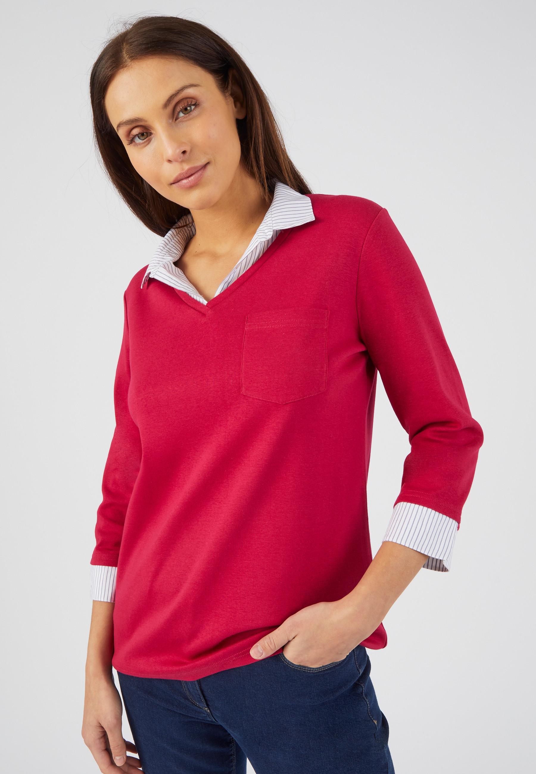 T-shirt Mit 2-in-1-effekt Aus Bio-baumwolle Damen Rot 50/52 von Damart