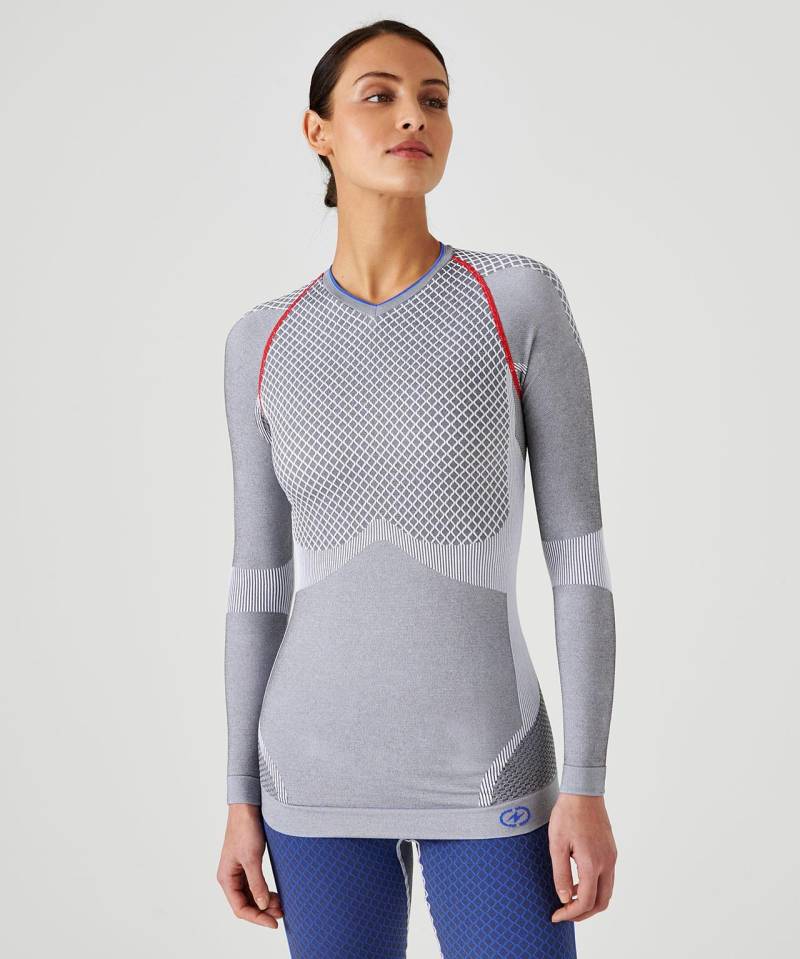 T-shirt Mit V-ausschnitt Activ Body Thermolactyl Grad 3 - Sport Damen Grau XS/S von Damart