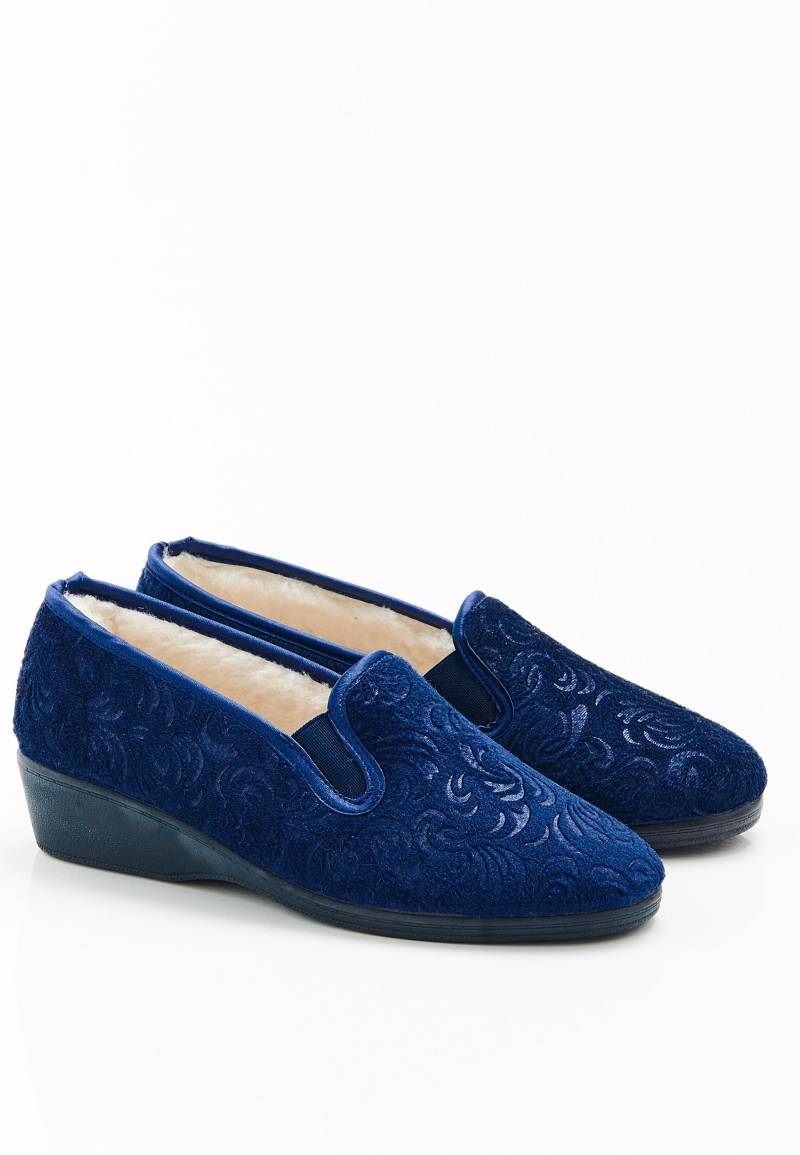 Velours-hausschuh Mit Thermolactyl. Damen Blau 37 von Damart