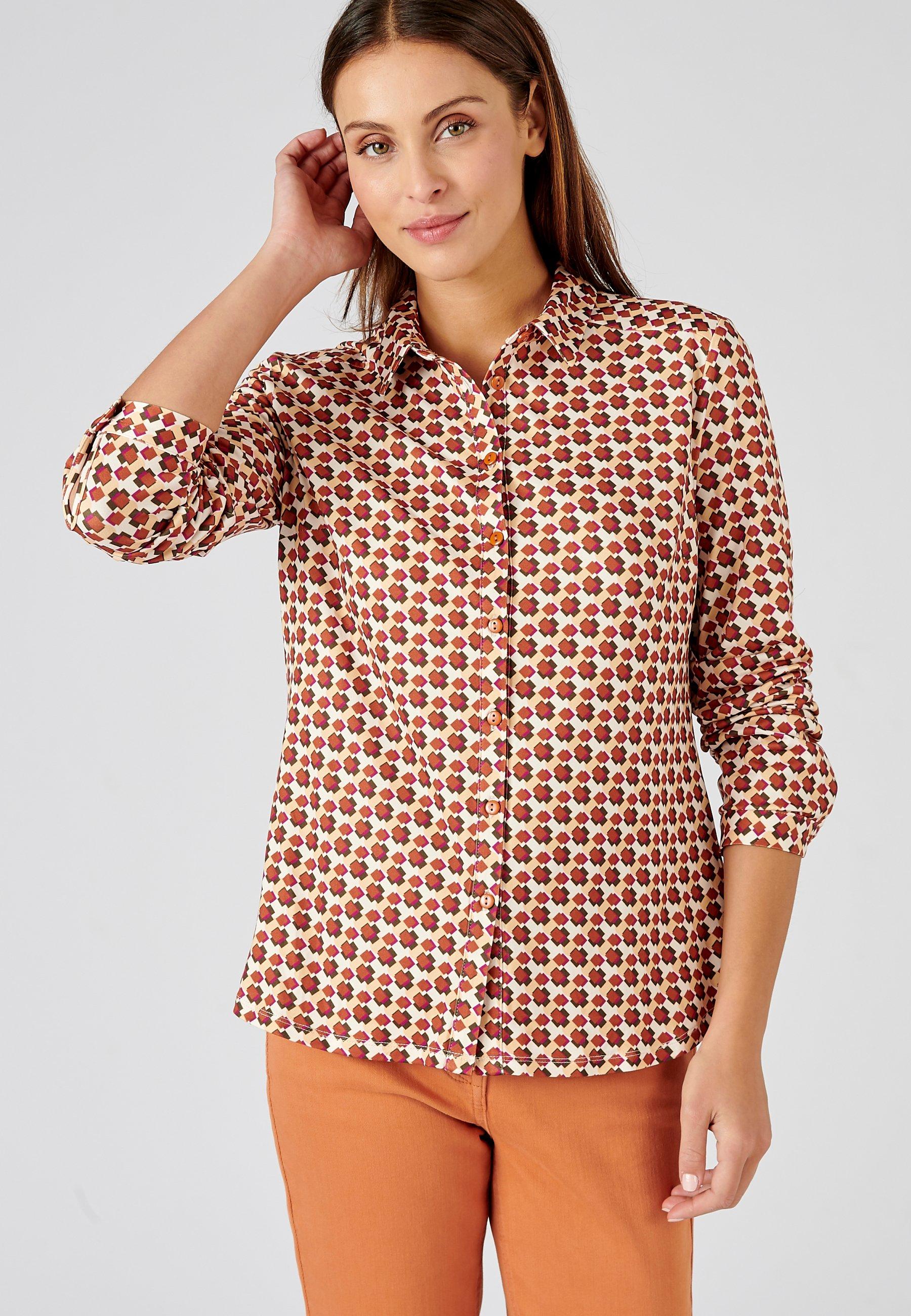 Warme Bluse Mit Blattmotiv Und Samtigem Griff. Damen Orange 38/40 von Damart