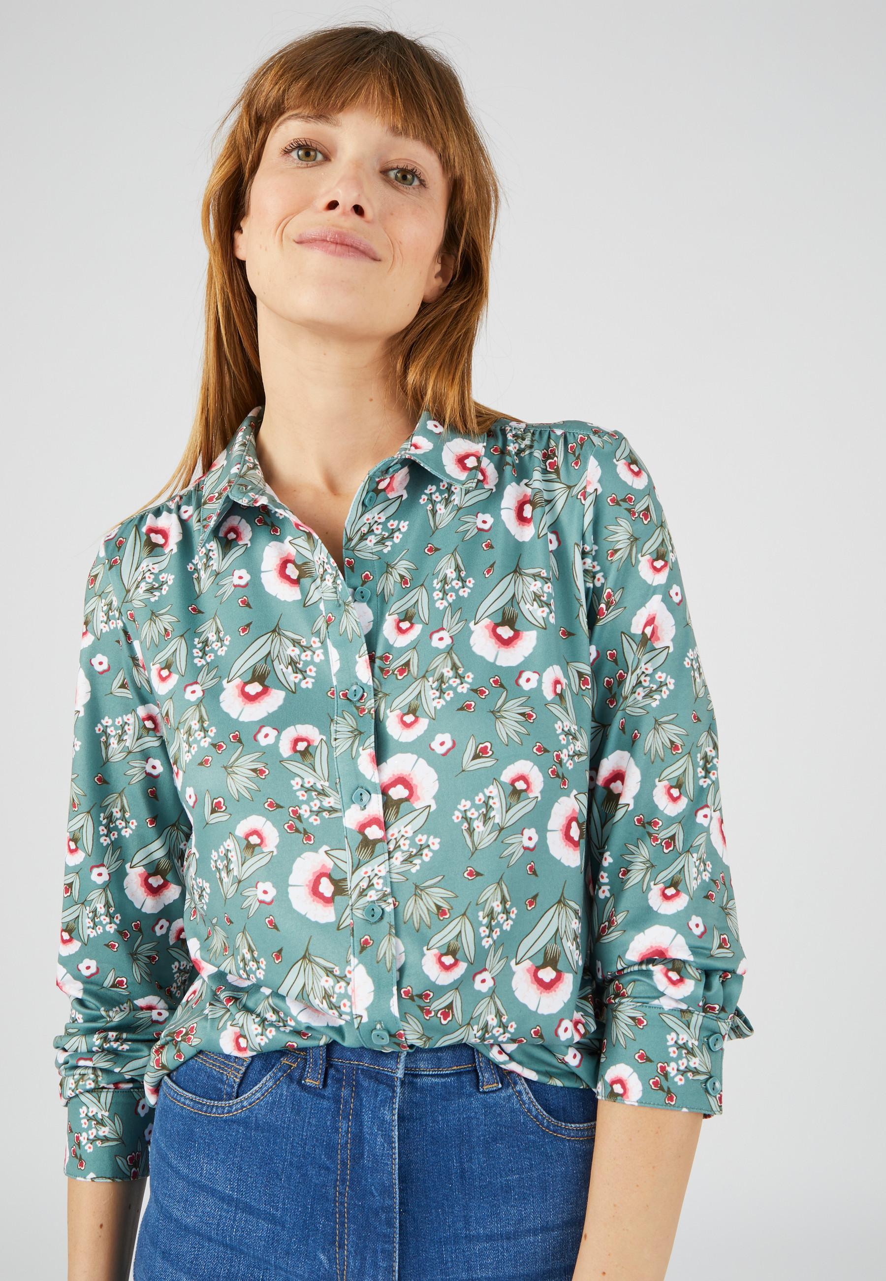 Warme Strickbluse Mit Blumen Oder Geometrischen Mustern Damen Grün 38/40 von Damart