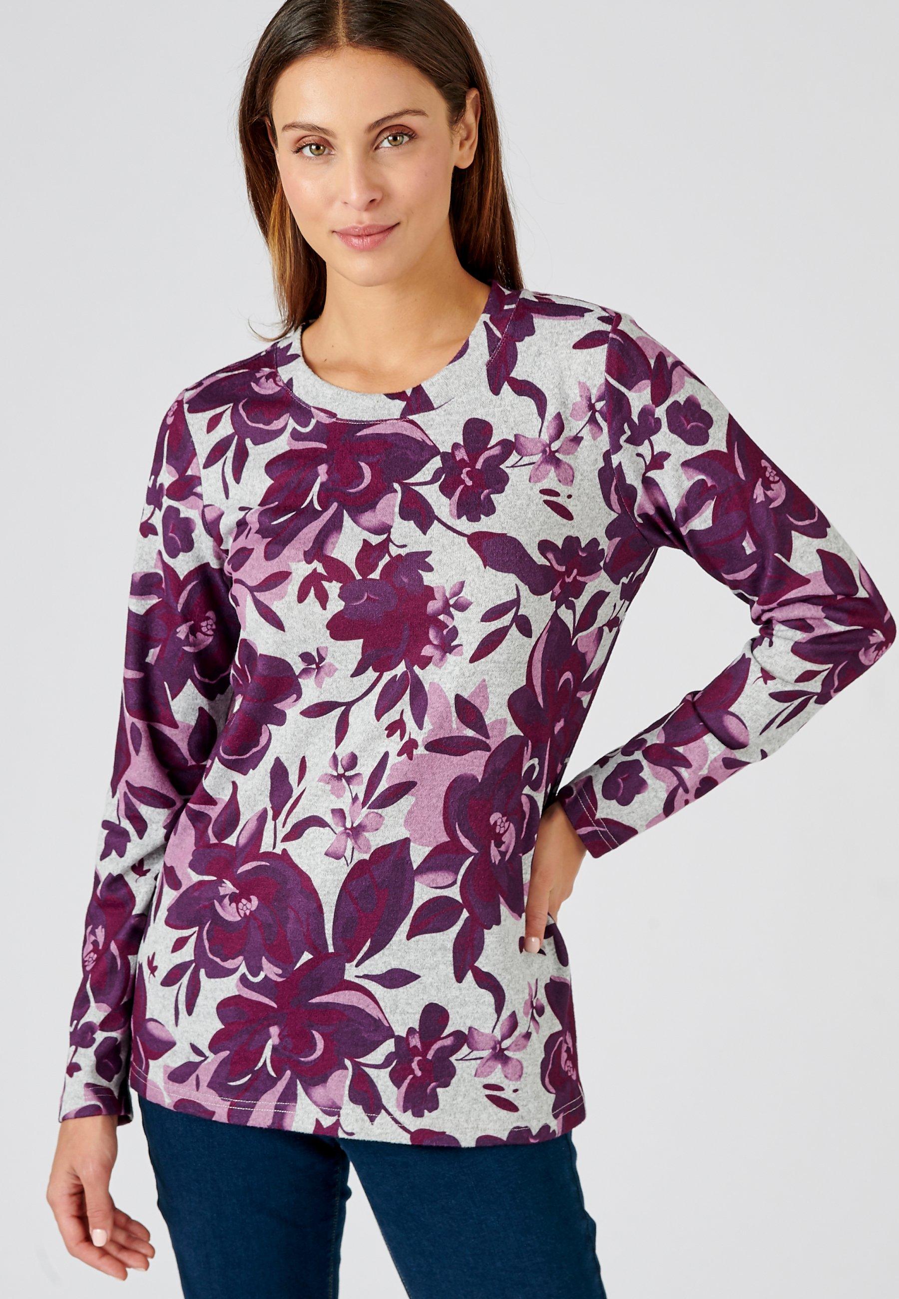 Warmes Shirt Mit Blätter-print. Damen Violett 34/36 von Damart