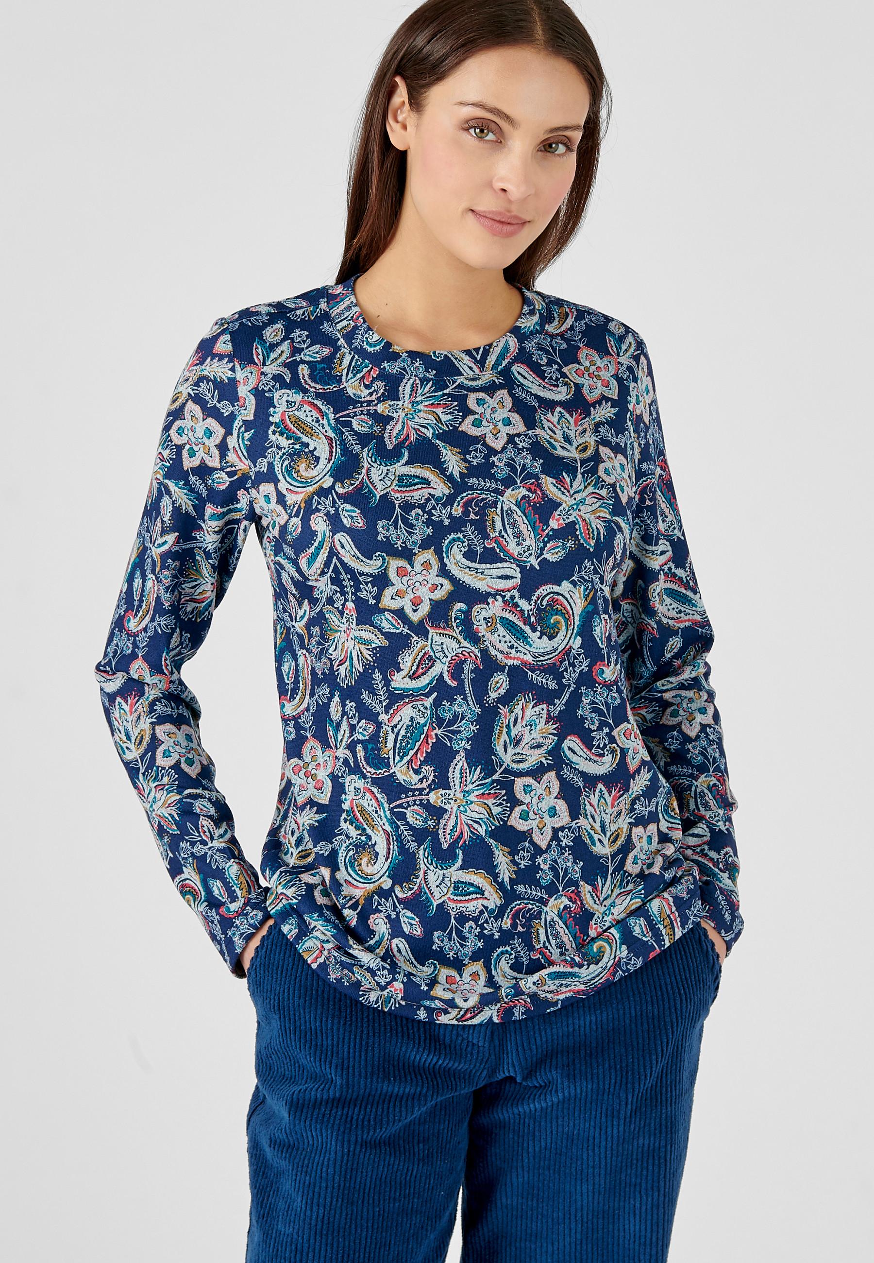 Warmes T-shirt Mit Paisley-motiv. Damen Blau 54/56 von Damart