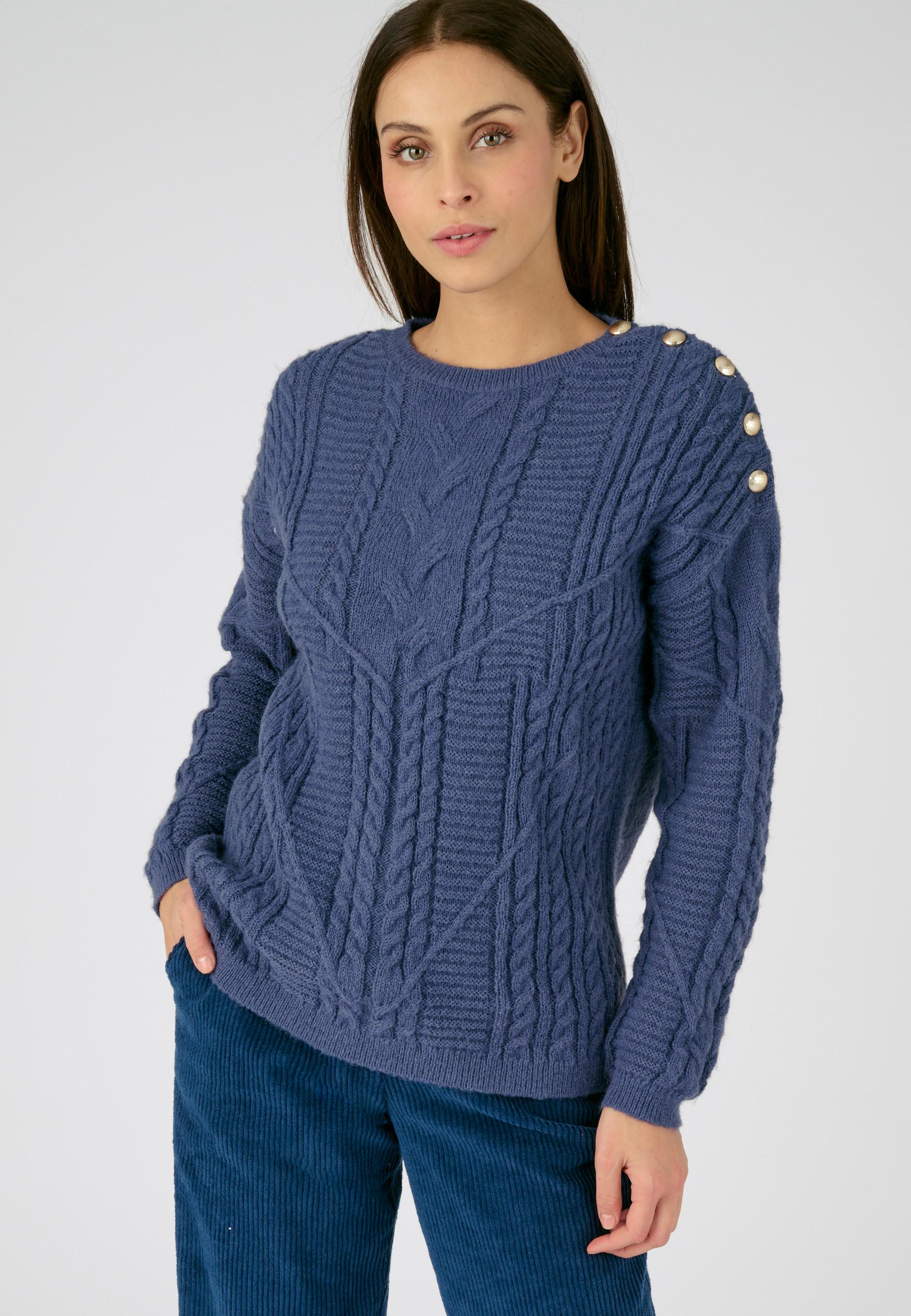 Zopfmusterpullover Mit Knöpfen, Thermolactyl. Damen Blau 46/48 von Damart