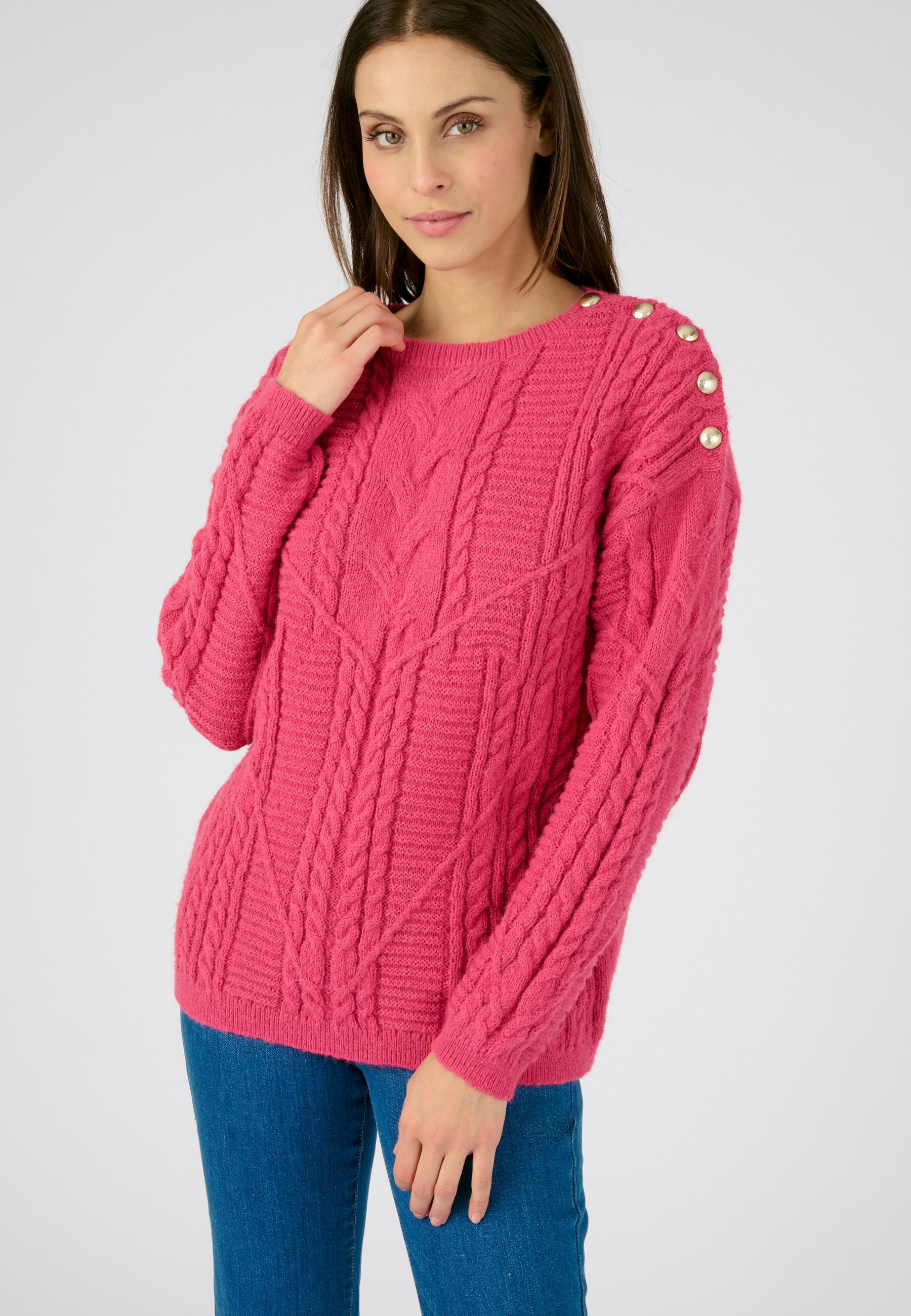 Zopfmusterpullover Mit Knöpfen, Thermolactyl. Damen Rosa 46/48 von Damart