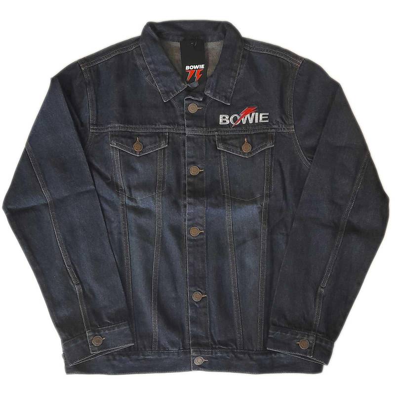 David Bowie - Flash Jeansjacke Logo, für Damen, Blau Denim, Größe L von David Bowie