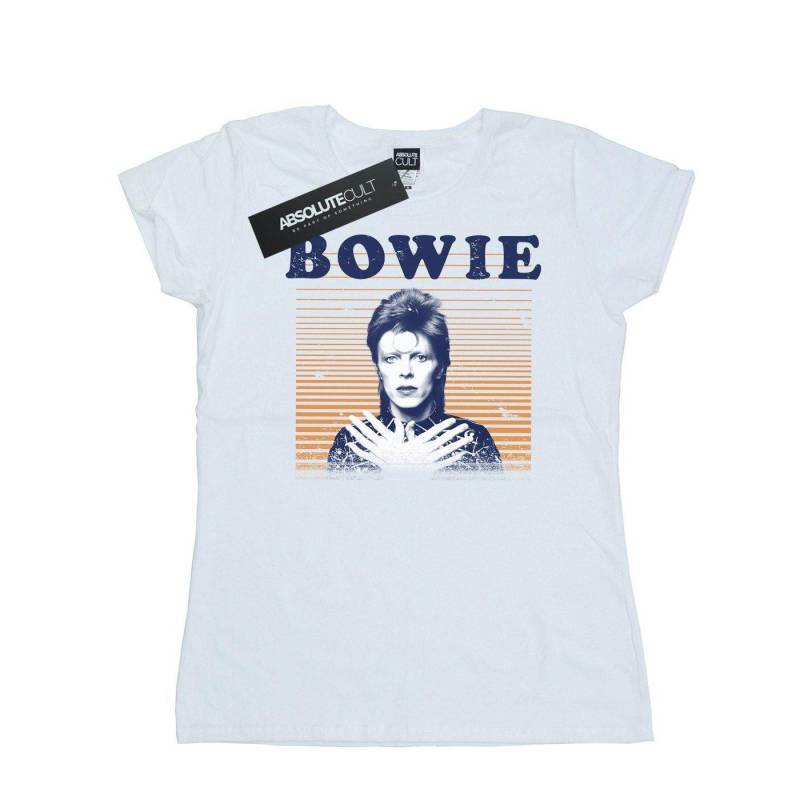 Orange Stripes Tshirt Damen Weiss L von David Bowie