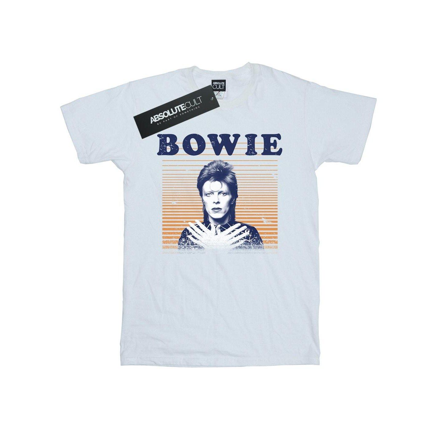 Orange Stripes Tshirt Jungen Weiss 128 von David Bowie