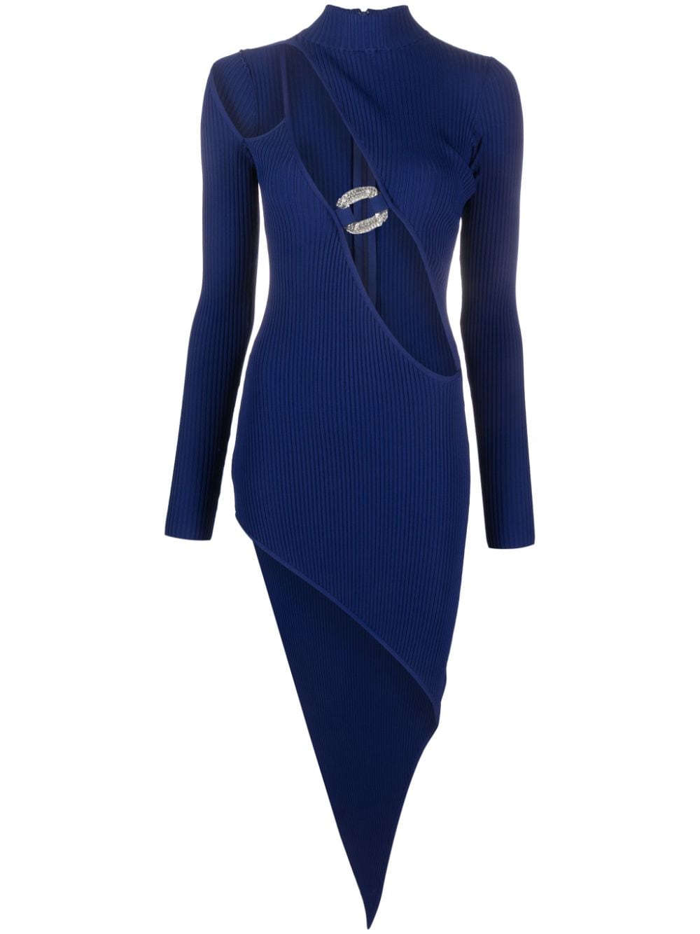 David Koma asymmetric cut-out ribbed dress - Blue von David Koma