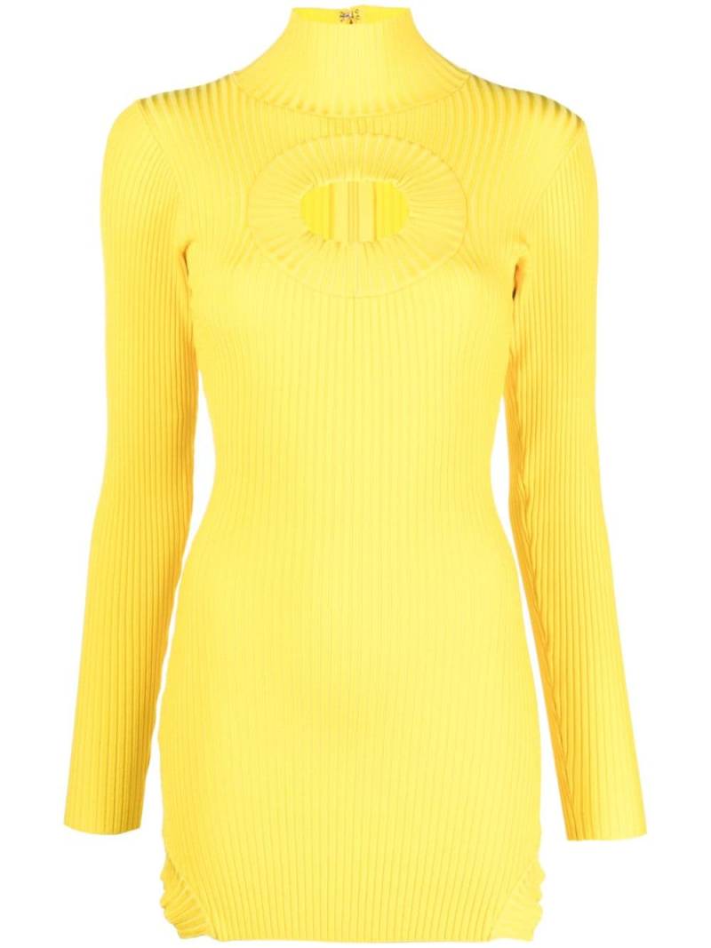 David Koma cutout-detail ribbed-knit minidress - Yellow von David Koma