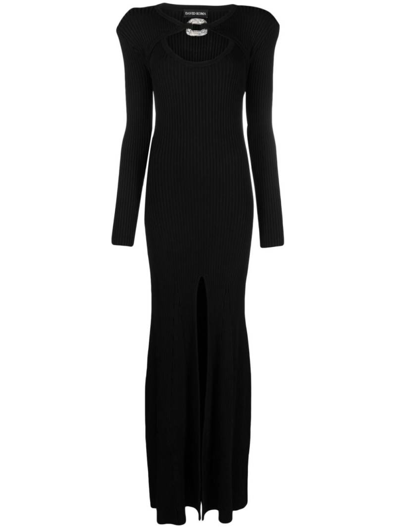 David Koma crystal-buckle detachable-sleeves gown - Black von David Koma