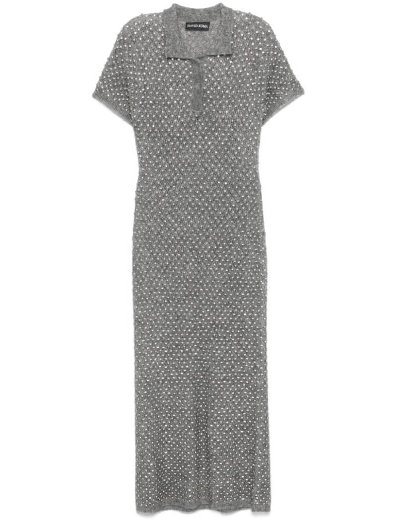 David Koma crystal-embellished polo midi dress - Grey von David Koma