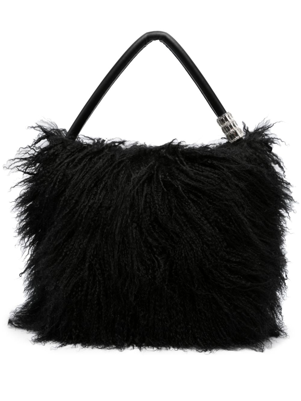 David Koma crystal-embellished shearling shoulder bag - Black von David Koma