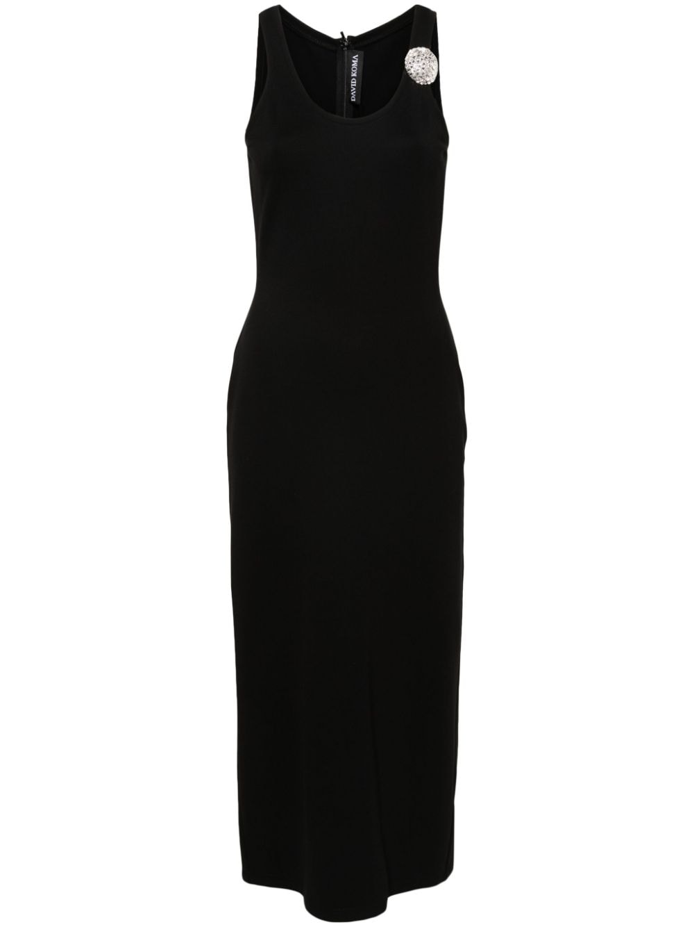 David Koma crystal-embroidered detail midi dress - Black von David Koma