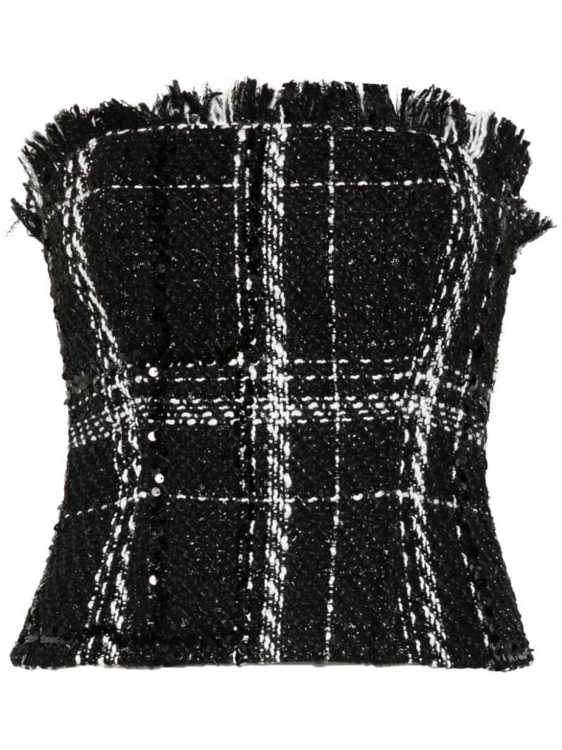 David Koma fringe-edge tweed top - Black von David Koma