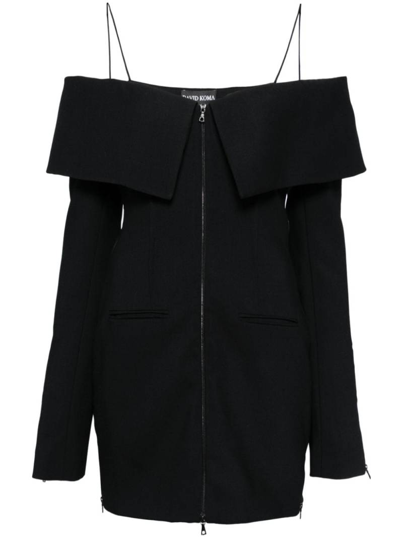 David Koma layered-shoulder tailored mini dress - Black von David Koma