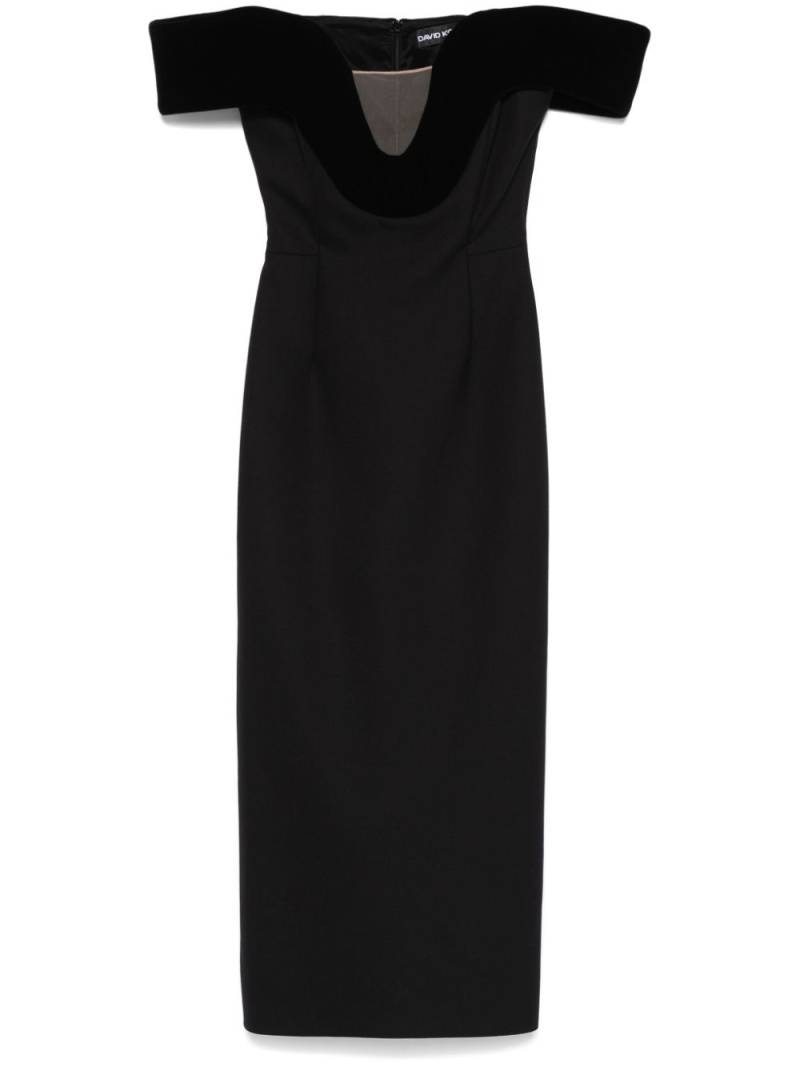 David Koma off-shoulder velvet-detail midi dress - Black von David Koma