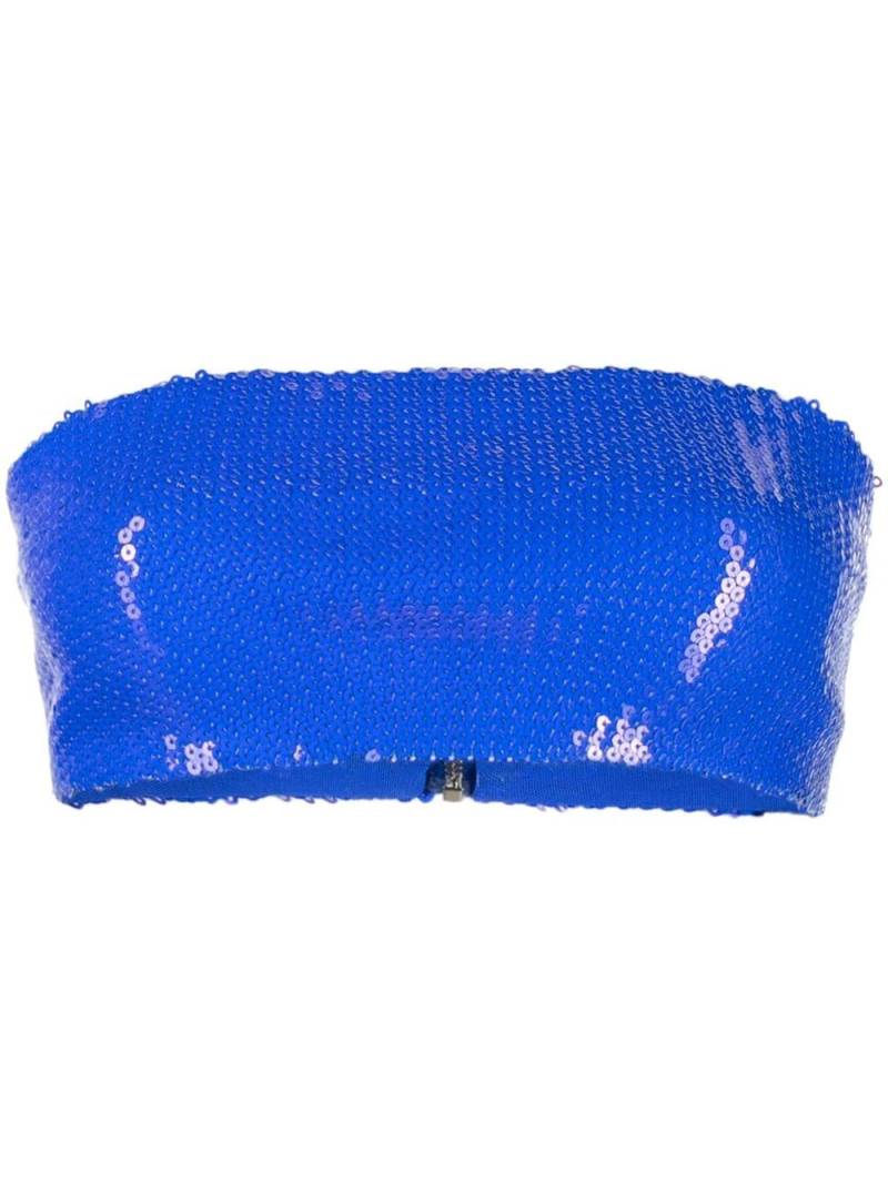 David Koma sequin-embellished strapless crop top - Blue von David Koma