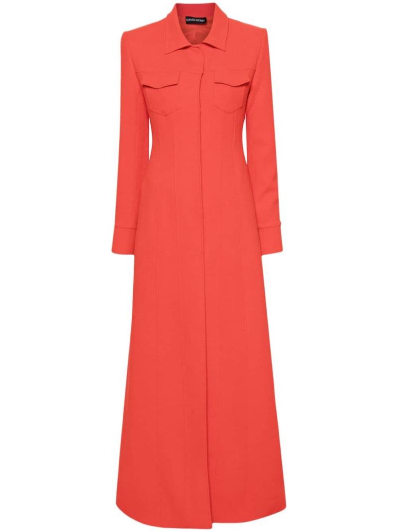 David Koma topstitch maxi coat - Red von David Koma