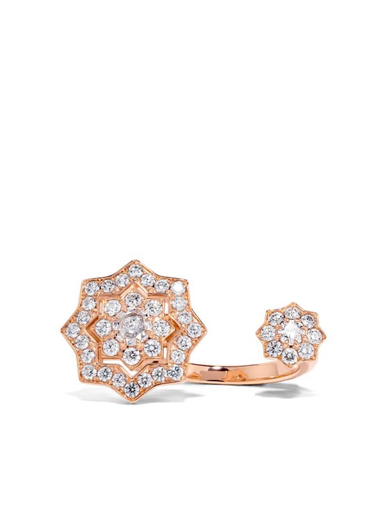 David Morris 18kt rose gold Astra diamond double ring - Pink von David Morris