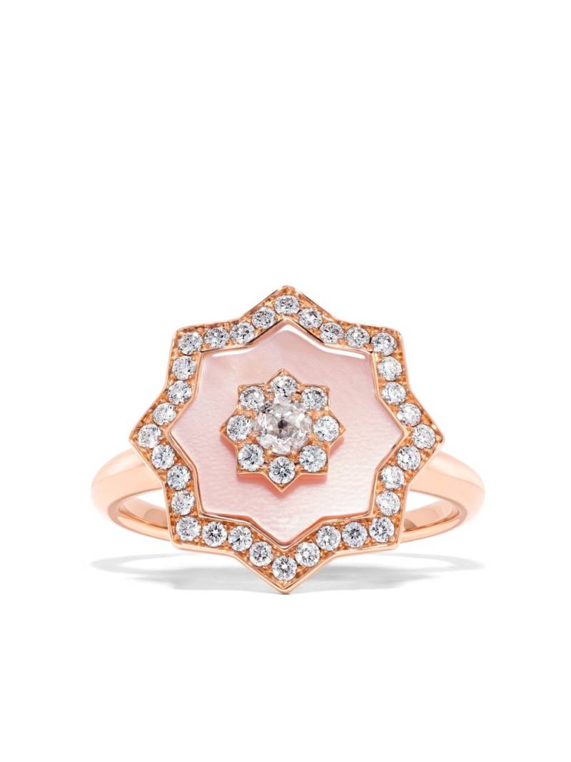 David Morris 18kt rose gold Astra mother-of-pearl and white ring - Pink von David Morris