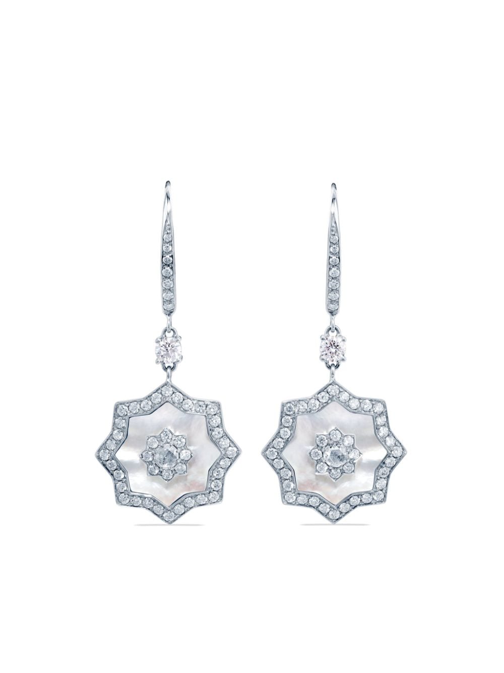 David Morris 18kt white gold Astra diamond and mother-of-pearl drop earrings - Silver von David Morris