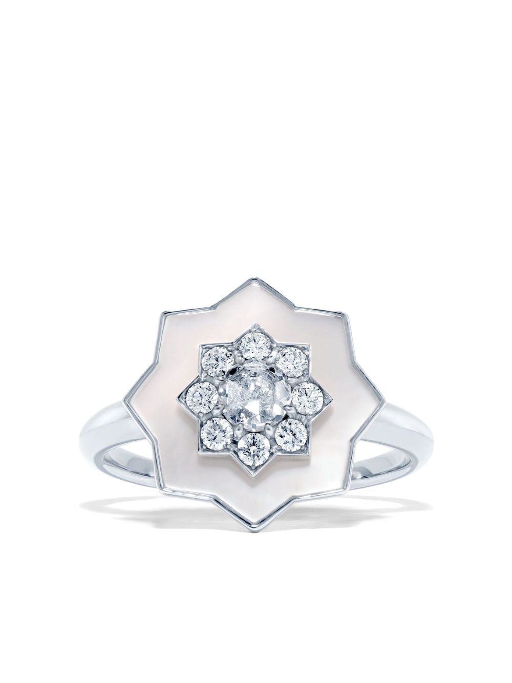 David Morris 18kt white gold Astra diamond and mother-of-pearl ring - Silver von David Morris