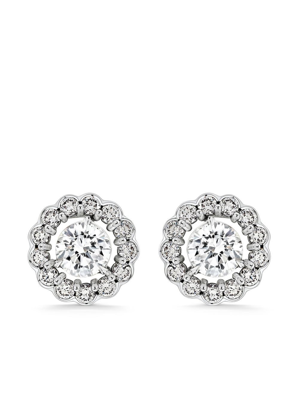 David Morris 18kt white gold Elizabeth single stone diamond stud earrings - Silver von David Morris